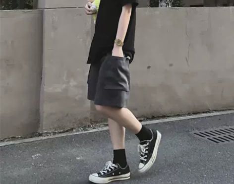 五分短裤女中性风学生高腰宽松显瘦夏季百搭薄...