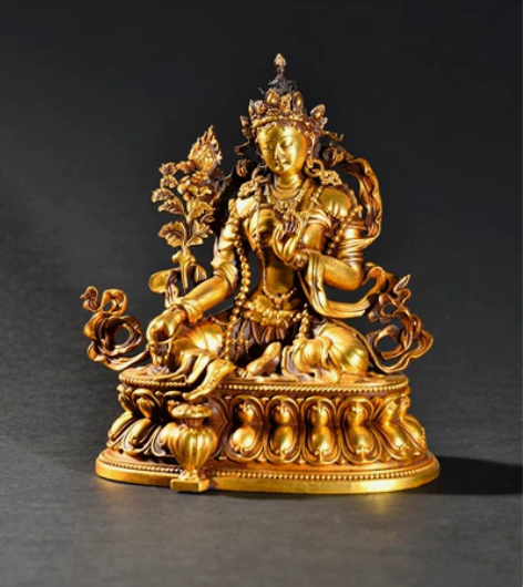 自家收藏明永乐 铜鎏金造像 尺寸：高15宽...