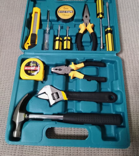 五金工具箱日常家用12件套维修工具组合套装...