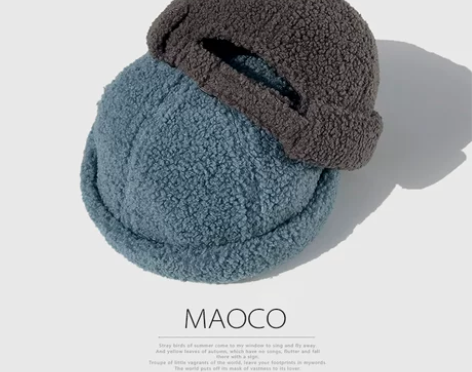 地主帽日系女秋冬保暖羊羔毛厚街头潮李宛贞同...