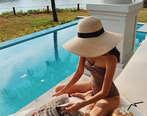 欧美风格春夏新款简约度假风沙滩帽可折叠防晒...