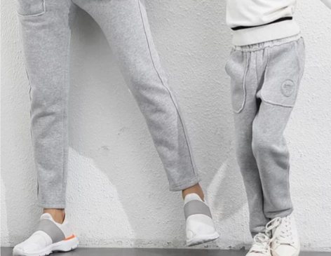 AMII 休闲裤加绒浅花灰保暖长裤运动裤子...