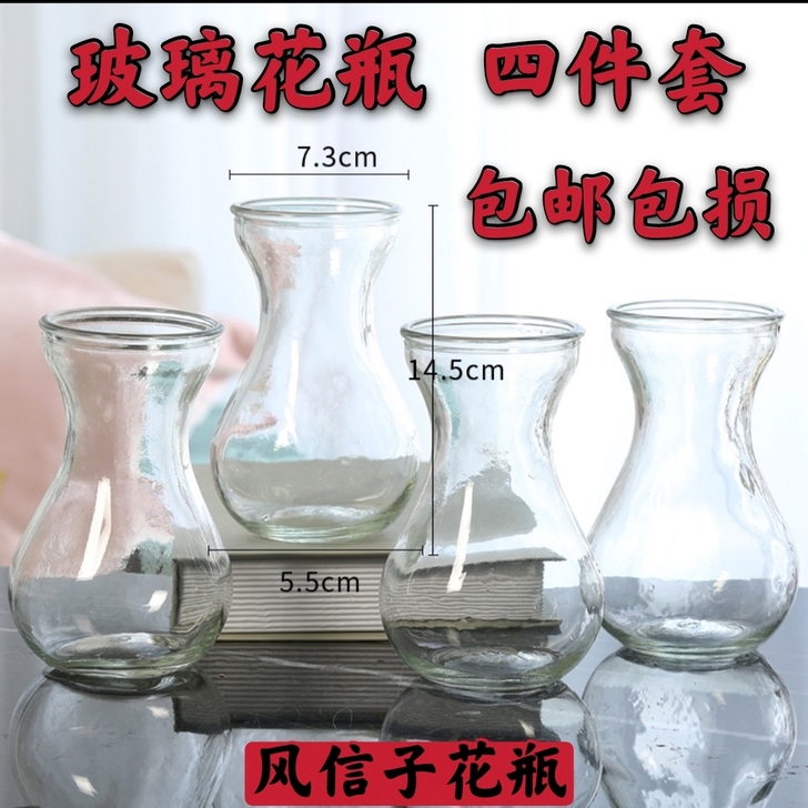 【4件套9.9包邮】风信子花瓶 玻璃四件套