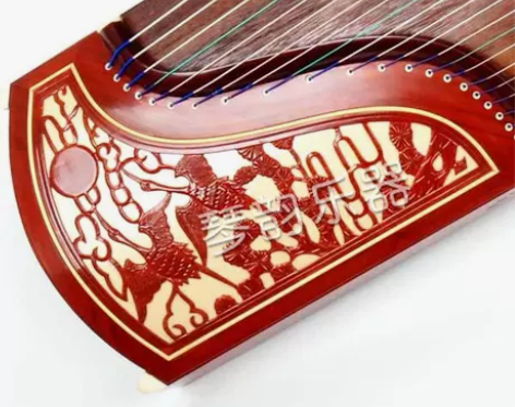 敦煌古筝 696D 双鹤朝阳 非檀木 扦雕...