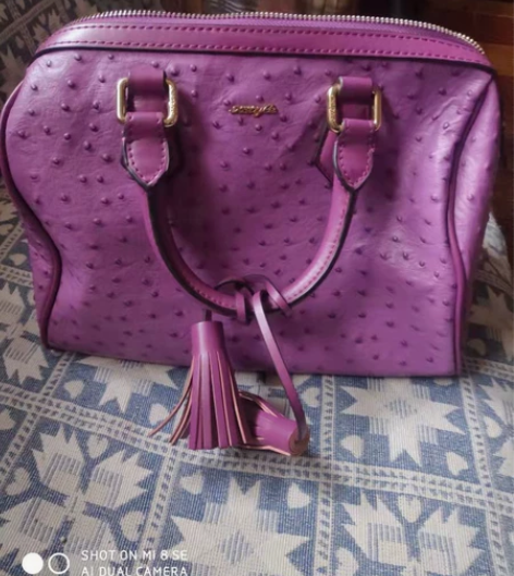 牛皮 鸵鸟纹包 神秘紫 高贵紫 气质紫 女...