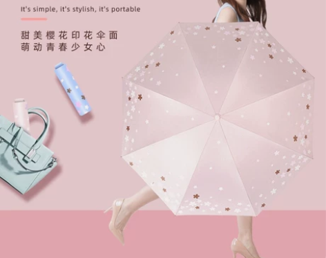 全新天堂伞，浪漫樱花黑胶晴雨两用伞 防晒指...