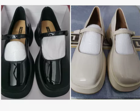 法式厚底玛丽珍鞋，黑色白色，全新仅试穿。 ...