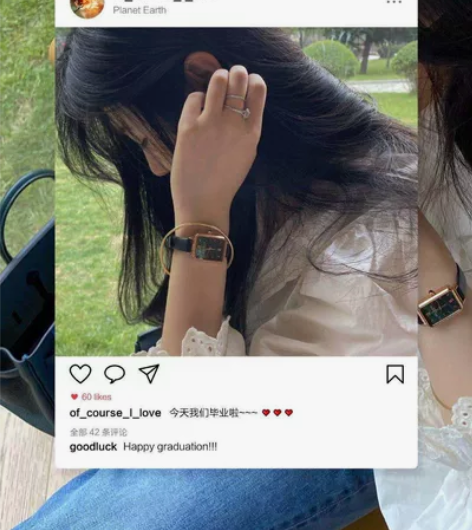 lola rose 手表 黑色皮带复古方盘...