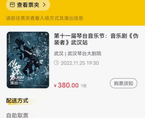 1楼22排11座 音乐剧《伪装者》武汉站 ...