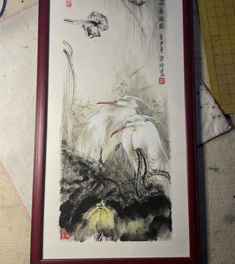 美院作品 国画花鸟带框278包邮尺寸33×...