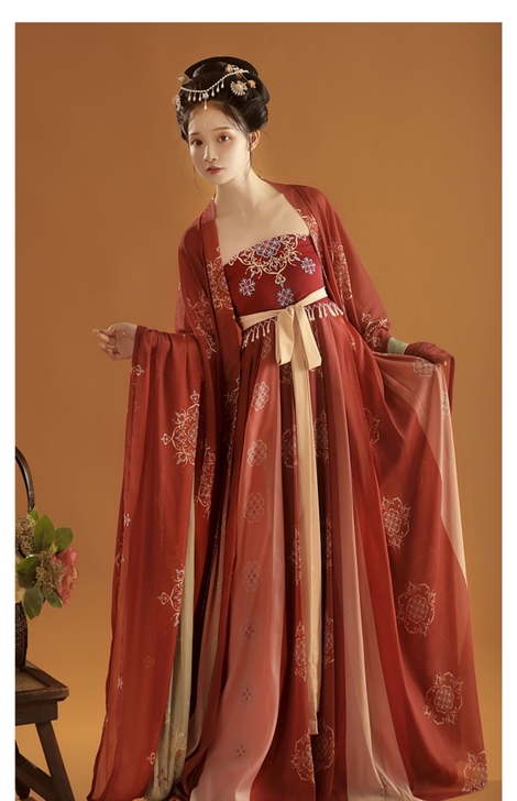 桔屿正品原创汉服女诃子裙【簪花】大袖衫唐制...