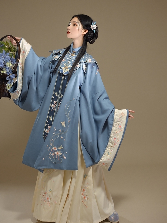 桔屿汉服女原创明制云肩【樱花赋】立领长袄中...