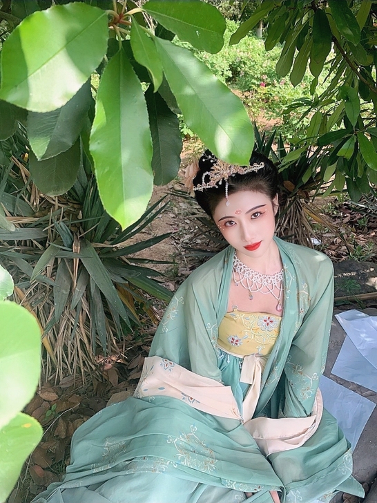 汉服女原创【簪花】印花复原款唐制诃子裙正版...