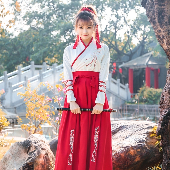 汉服女中国风仙女樱花超仙古风改良汉元素襦裙...