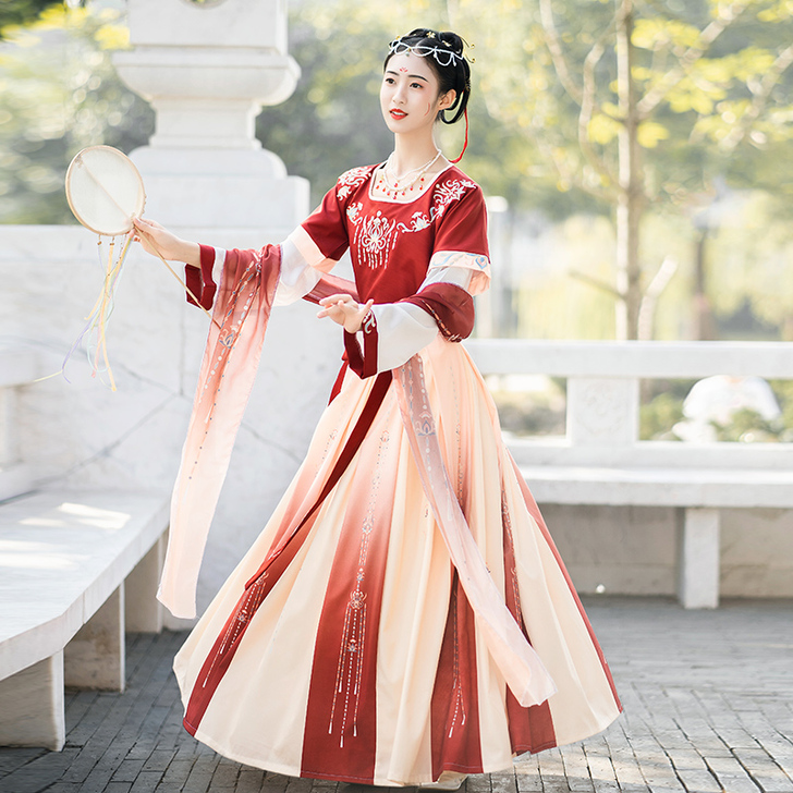 珍缕汉服女正品原创千禧寻坦领三件套一片式齐...