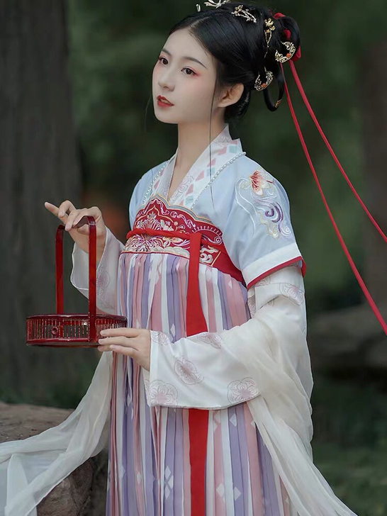 仙楚姬原创汉服女【浮笙】齐胸襦裙三件套6米...
