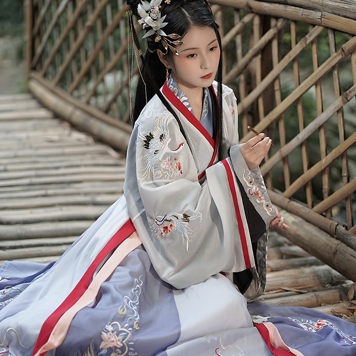 仙楚姬原创汉服女【见鹤吟】晋制交领重工刺绣...