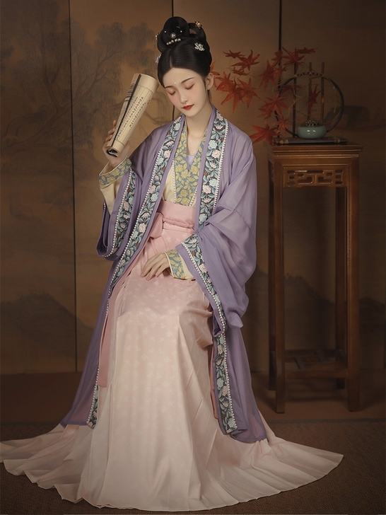 柒邑原创汉服女宋制三件套【海棠落】齐腰褶裙...