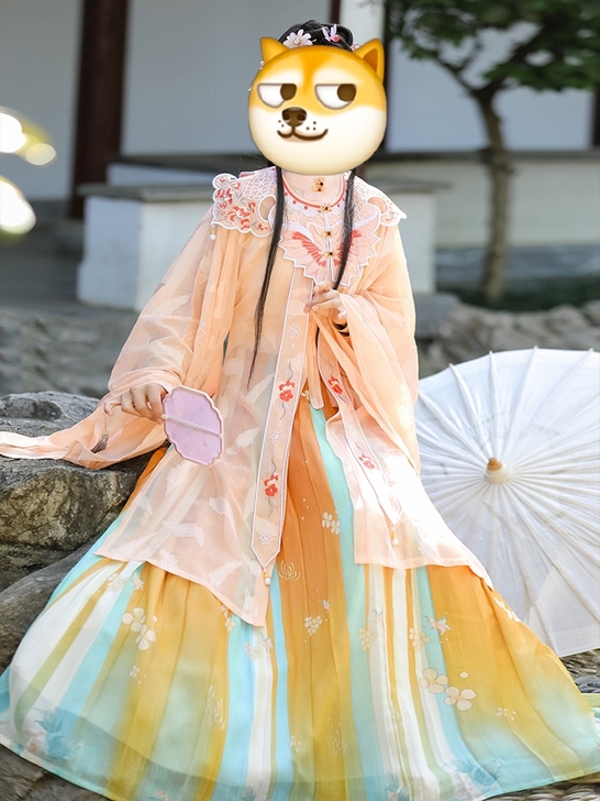 劲合春眠原创汉服女中国风云肩明制立领长衫褶...