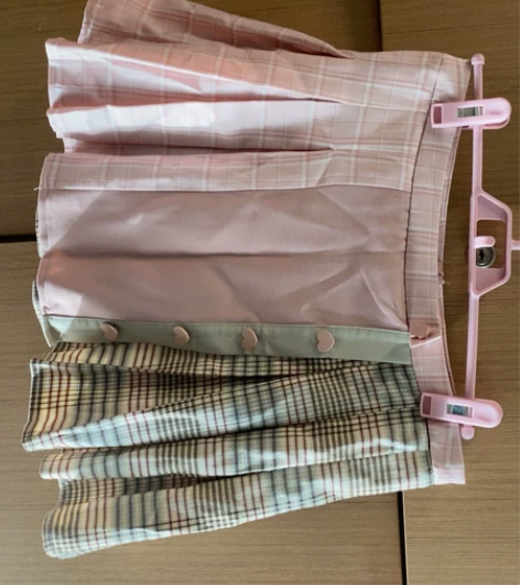 百褶裙半身裙学生群粉色格纹 去年买boy ...