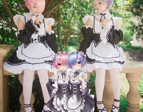 猫老师蕾姆L码大全套 假发+衣服+头饰都有