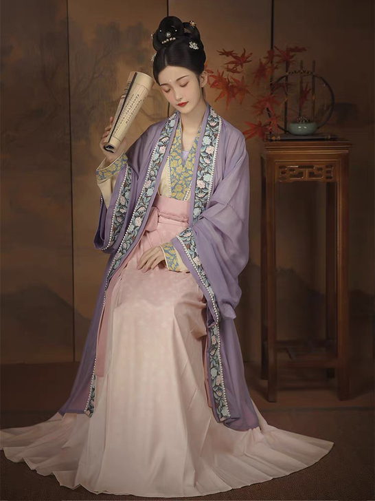 柒邑原创汉服女宋制三件套【海棠落】齐腰褶裙...