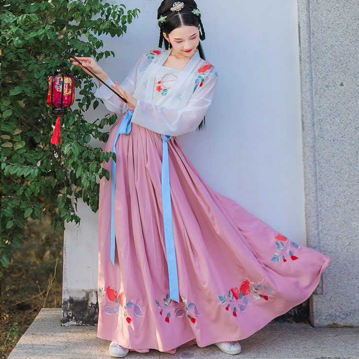 【咏榴花】汉服女汉衣晟道褙子三件套 中国风...