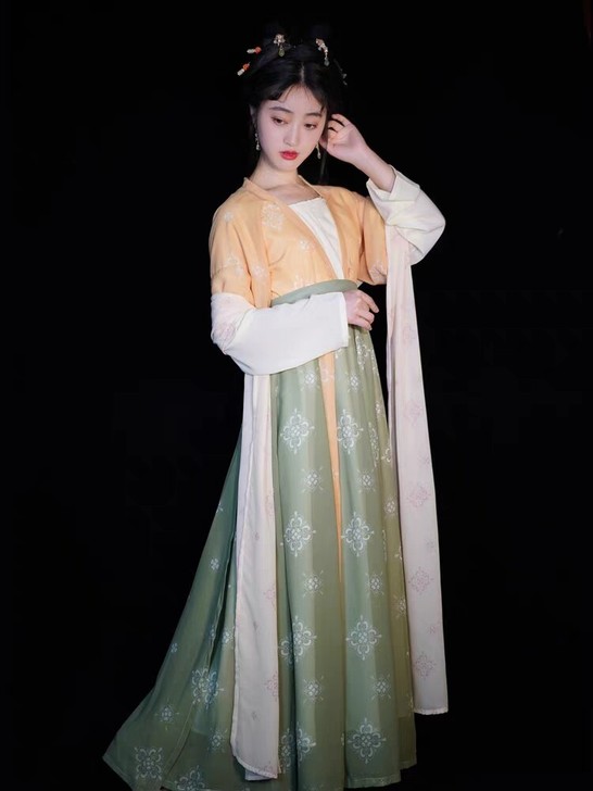 唐褙子全套，褙子，圆领衫，裙子。包邮。圆领...