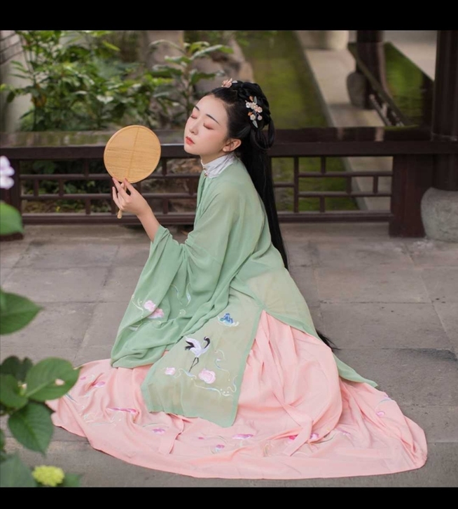 芊蓉【鹤曦】汉服女原创绣花明制对襟立领长衫大袖衫春夏薄款