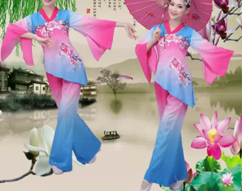 古典舞演出服女飘逸中国风艺考扇子伞舞蹈服装...