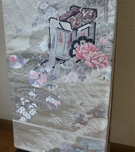 kiya喜屋唐织银白花车袋带 材质：正绢尺...