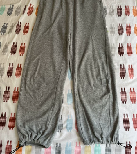 灰色纯棉巨软休闲裤束脚可拉伸 全新仅试穿 ...
