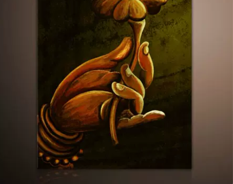 瑜伽馆禅意装饰画佛手客厅书房背景墙无框画酒...