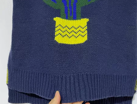 蓝色小花毛线背心8成新包邮 背心前短后长，...