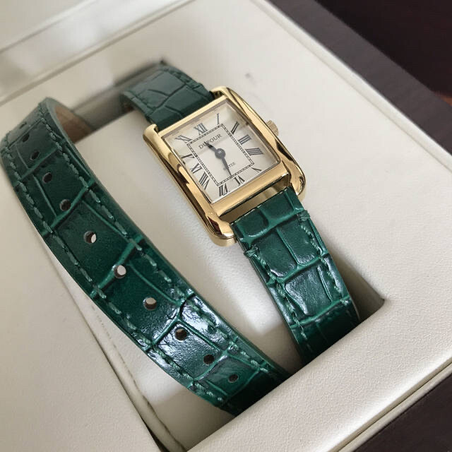 dufour 金色+绿色双层缠绕牛皮小方表...