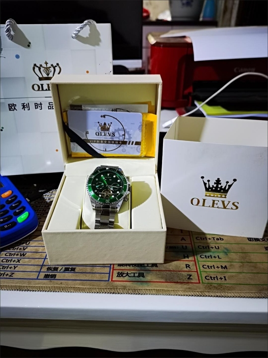 欧利时绿水鬼手表，夜光防水全自动机械表，时...