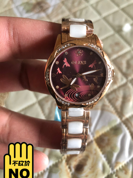 欧利时陶瓷机械女表，样品表、未撕膜。
