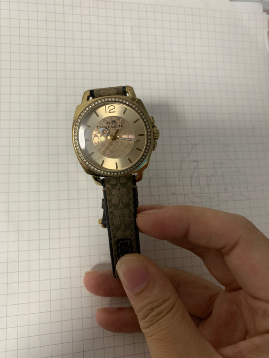 仔仔美国代购COACH帆布表带带钻款boy...