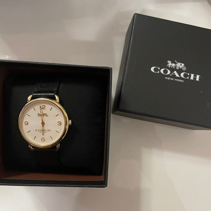 coach皮带黑色简约中性百搭电子石英手表