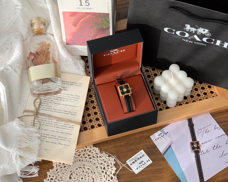 COACH/蔻驰CASS系列茶玫瑰表盘小牛...