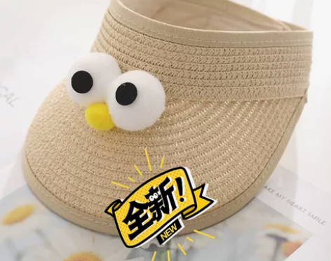 芝麻街婴儿帽子夏天薄款防晒空顶草帽遮阳帽宝...