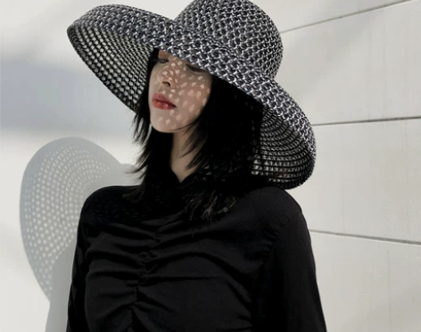 帽子女夏大檐复古赫本黑色网红草帽遮阳帽防晒...