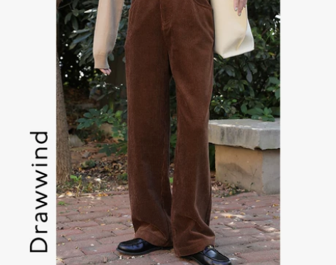 ?画风drawwind灯芯绒裤子女秋冬复古...