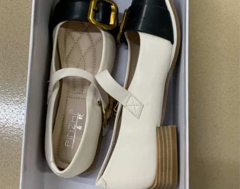 2022春季新款黑白拼接小香风方扣玛丽珍鞋一字带百搭复古方头...