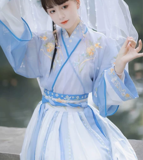 溪风汉服女正品原创中国风晋制交领齐腰褶裙魏...