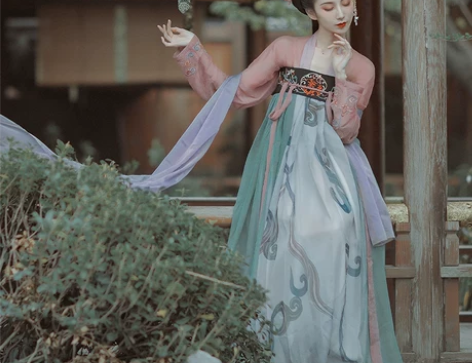 都城南庄汉服原创齐胸襦裙拼色裙汉服襦裙两件...