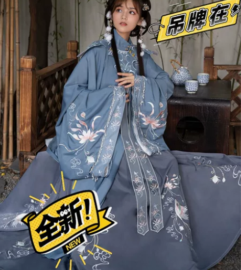 清梳原创西府幽兰明制汉服立领长袄刺绣云肩齐...