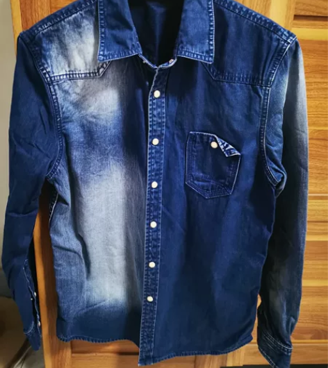 全新无吊牌男牛仔衬衫闲置转，胸围100适合...