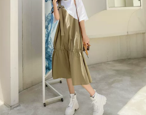 工装设计感连衣裙女夏法式休闲a字裙炸街复古...