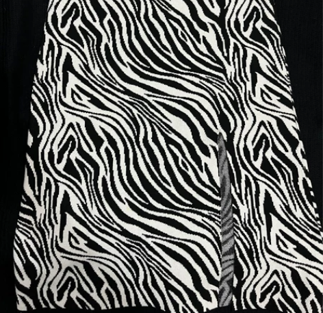 斑马纹半裙 a字裙 显瘦包臀斑马纹侧开叉针...